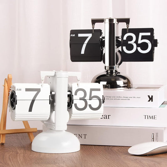 Retro Flip Clock, Antique Mechanical Flip Clock with Large Number Display.