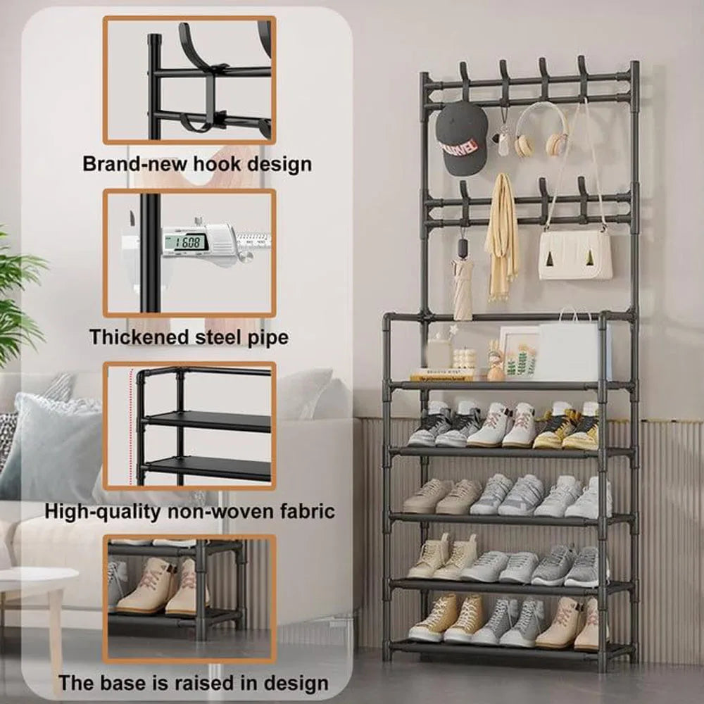 5-layer Floor Standing Storage Rack Clothing and Hat Storage Rack Shoe Rack
