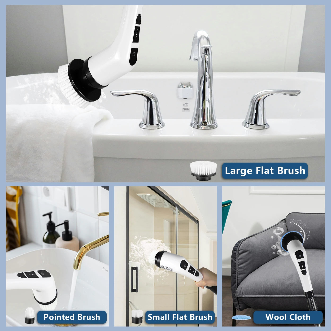 Electric Spin Scrubber USB Rechargeable Wireless Electric Cleaning Brush.